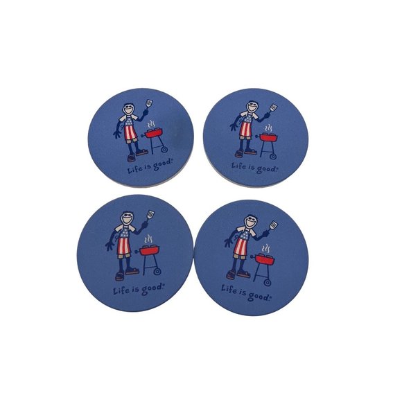 Fourth of July BBQ Life is Good 4 piece Coaster set - Picture 1 of 7